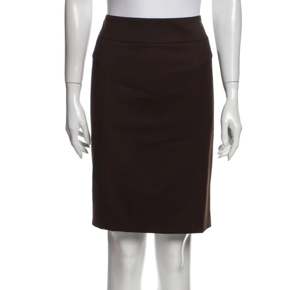 Lafayette 148 wool blend pencil skirt knee length brown back slit workwear - Picture 1 of 12
